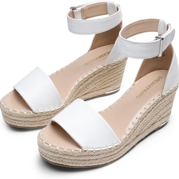 Women's Wedge Sandals Faux Leather Platform Open Toe Summer Dress Shoes - Picture 4 of 8